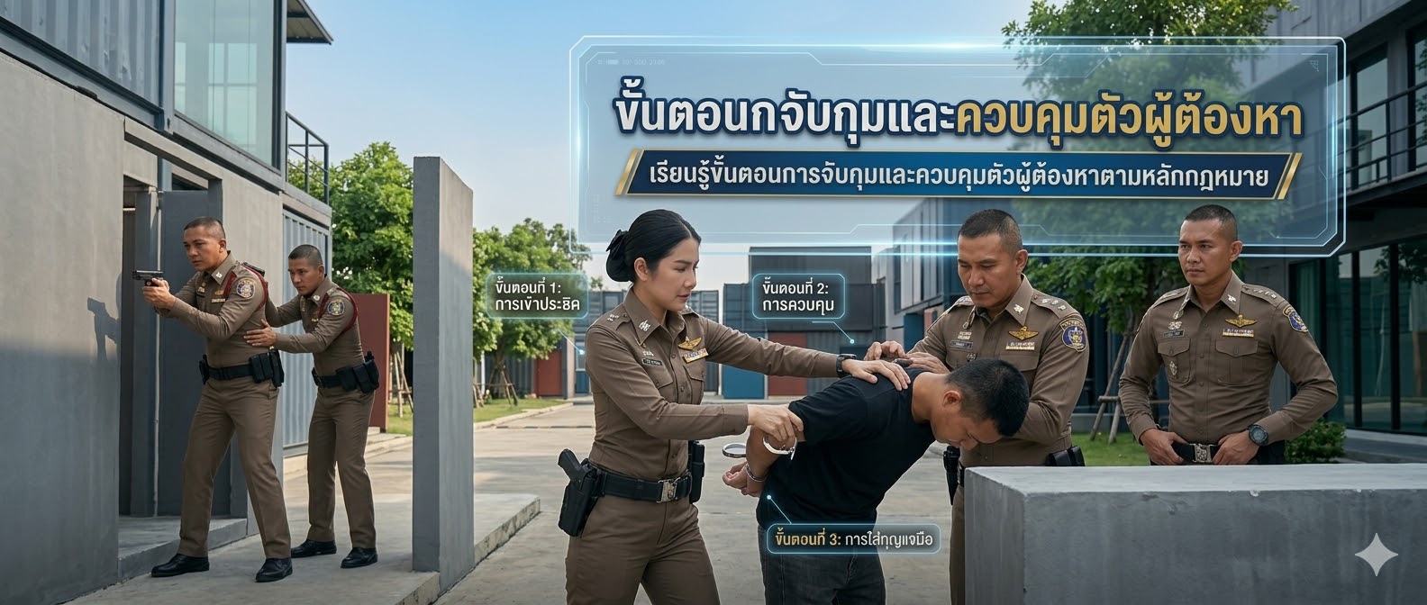ขั้นตอนการจับกุมและควบคุมตัวผู้ต้องหา